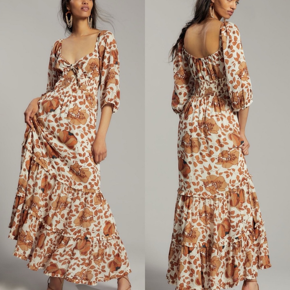 Anthropologie Tiered Floral Maxi Dress